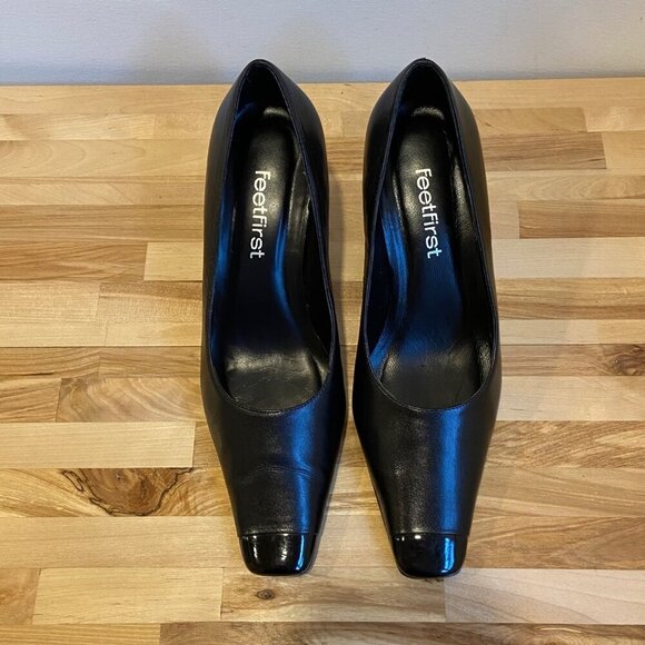 Vintage Feet First Gemina Black Leather Pointed-Toe Heels 6.5 genuine leather - Picture 5 of 16